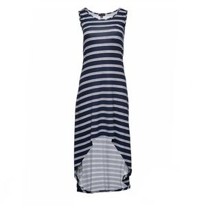 High Low Striped Tank Maxi Dress- Navy